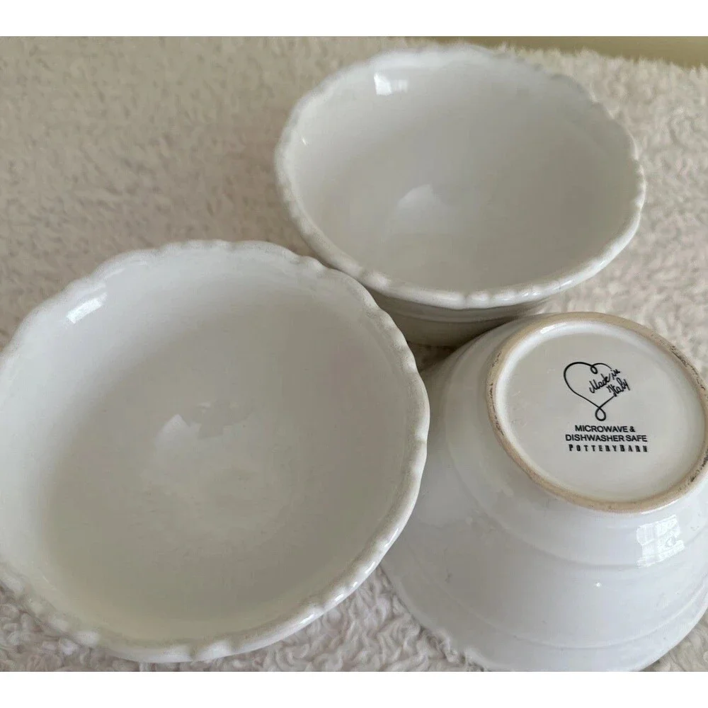 Pottery Barn Made In Italy collection  Porcelain Soup / Cereal Bowl set of 3